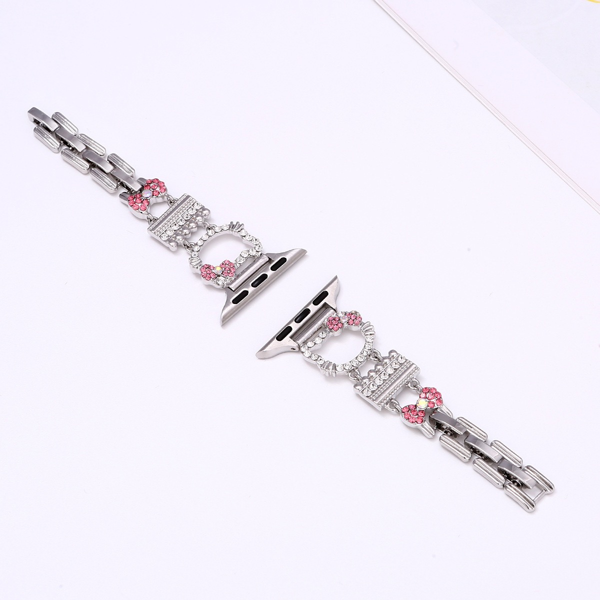 Alloy watch band KT Cat Rhinestone Metal Strap for Apple Watch All Series