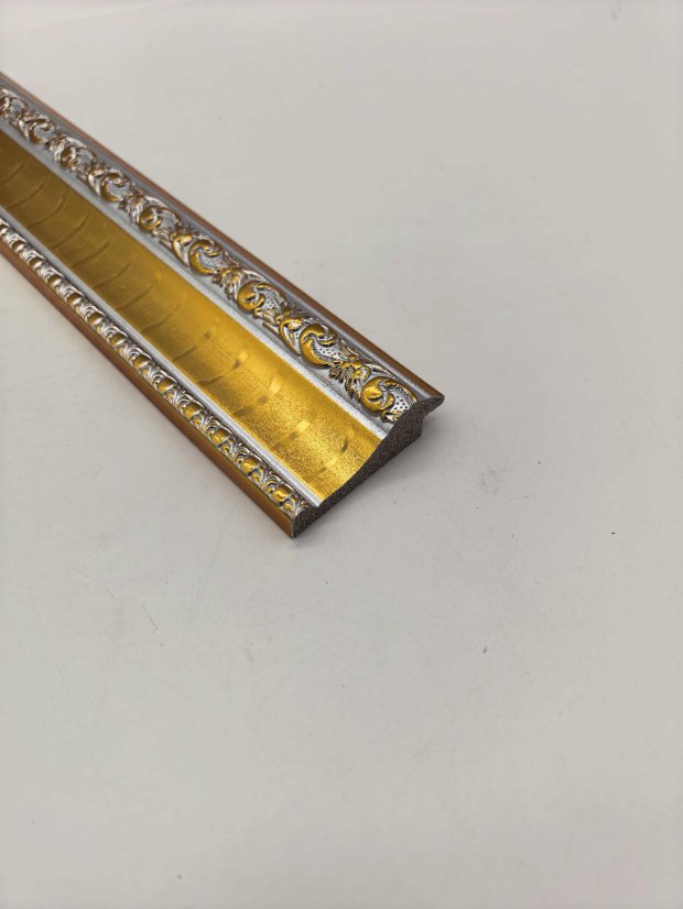 frame PS European Double Floral Carved Molding, Two-Tone Gold & Silver Picture Frame Trim