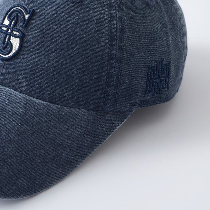 Baseball Cap with Curved Brim Washed Distressed Grey Baseball Cap With Embroidered S Logo, American Retro Soft-Top Curved Brim, Unisex Style