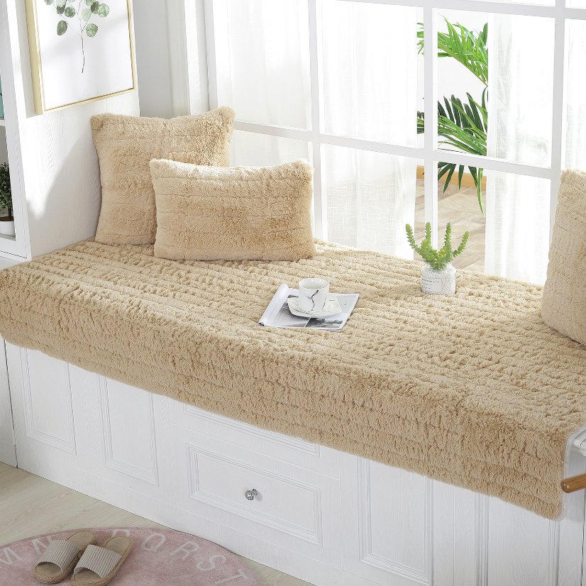 Bay window cushion Straight Stripe Long Plush Bay Window Cushion
