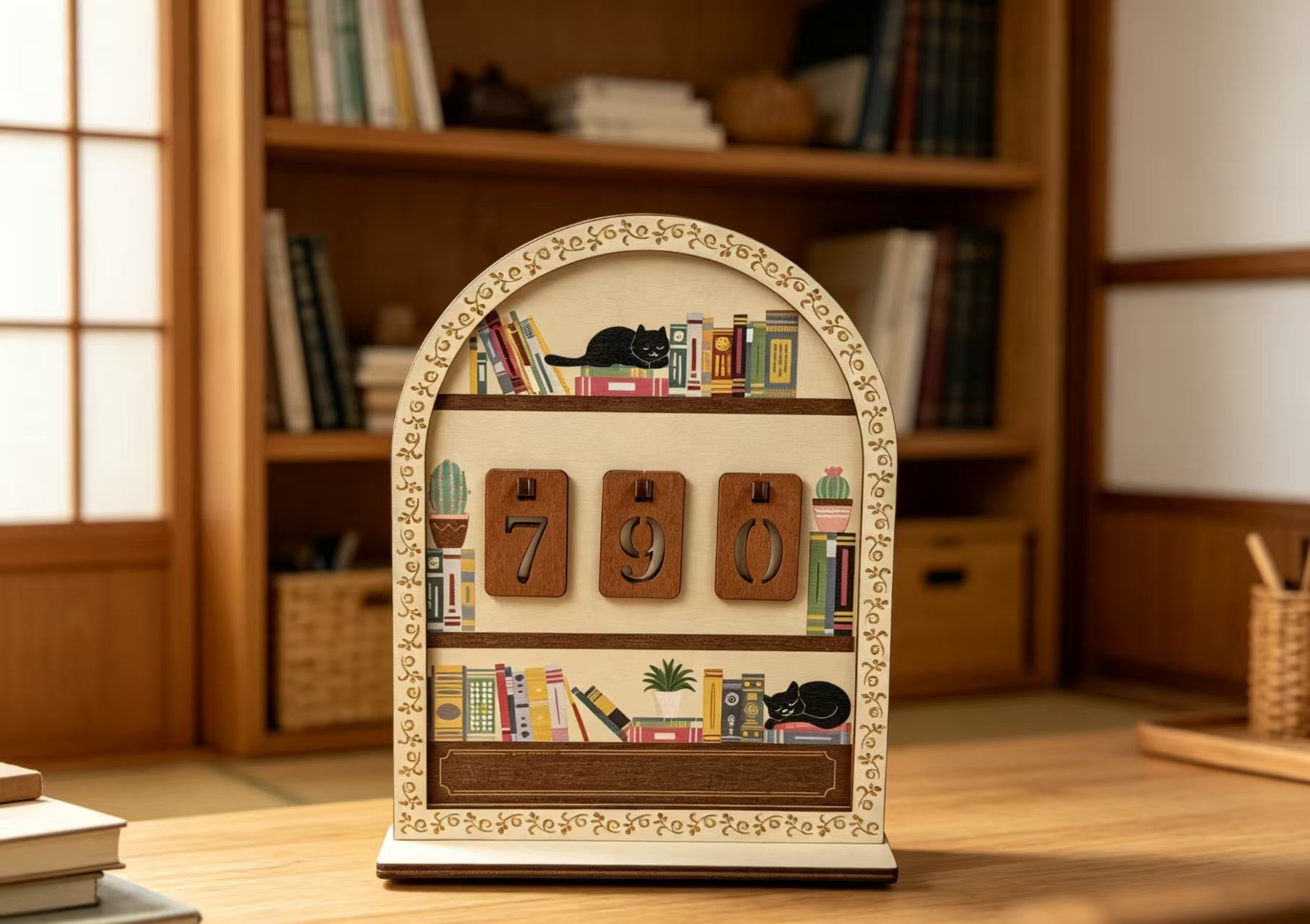 Holidays, gifts Cat Bookshelf Reading Counter