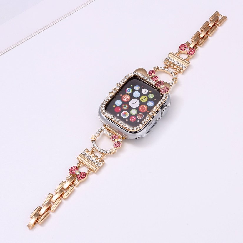 Alloy watch band KT Cat Rhinestone Metal Strap for Apple Watch All Series