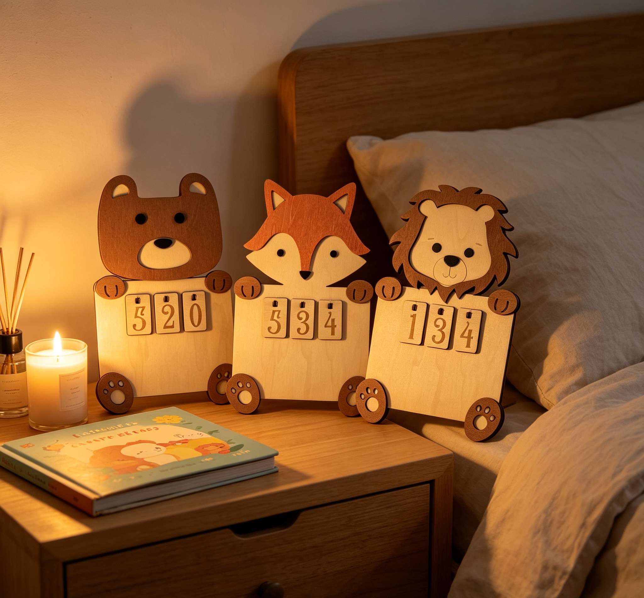 Holidays, gifts Animal Set Fox Lion Bear Reading Counter