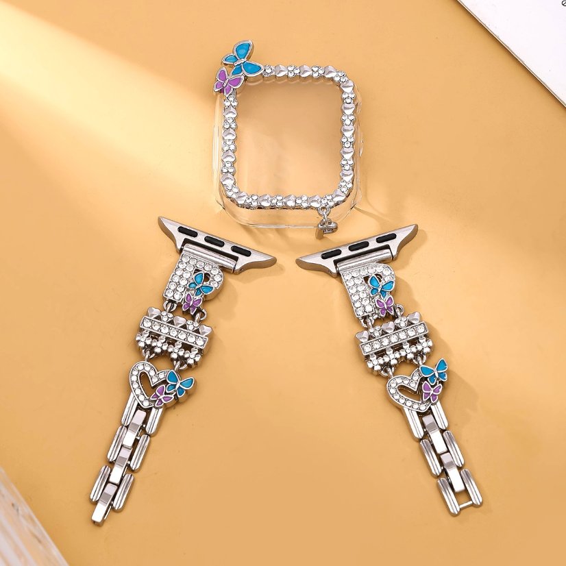 Alloy watch band 26-Letter Alphabet Rhinestone Strap Set for Apple Watch All Series