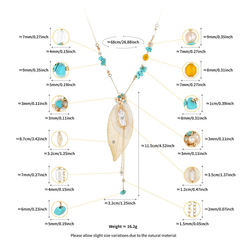Natural Leaf Necklace Natural Vajra Leaf Necklace, European & American Style