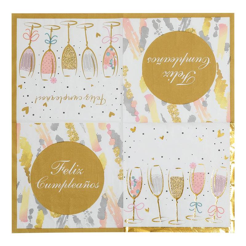Gold Foil Gold-Stamped Wine Glass Paper Napkins