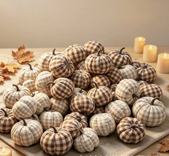 Fabric pumpkin ornament Linen-Cotton Plaid Pumpkin