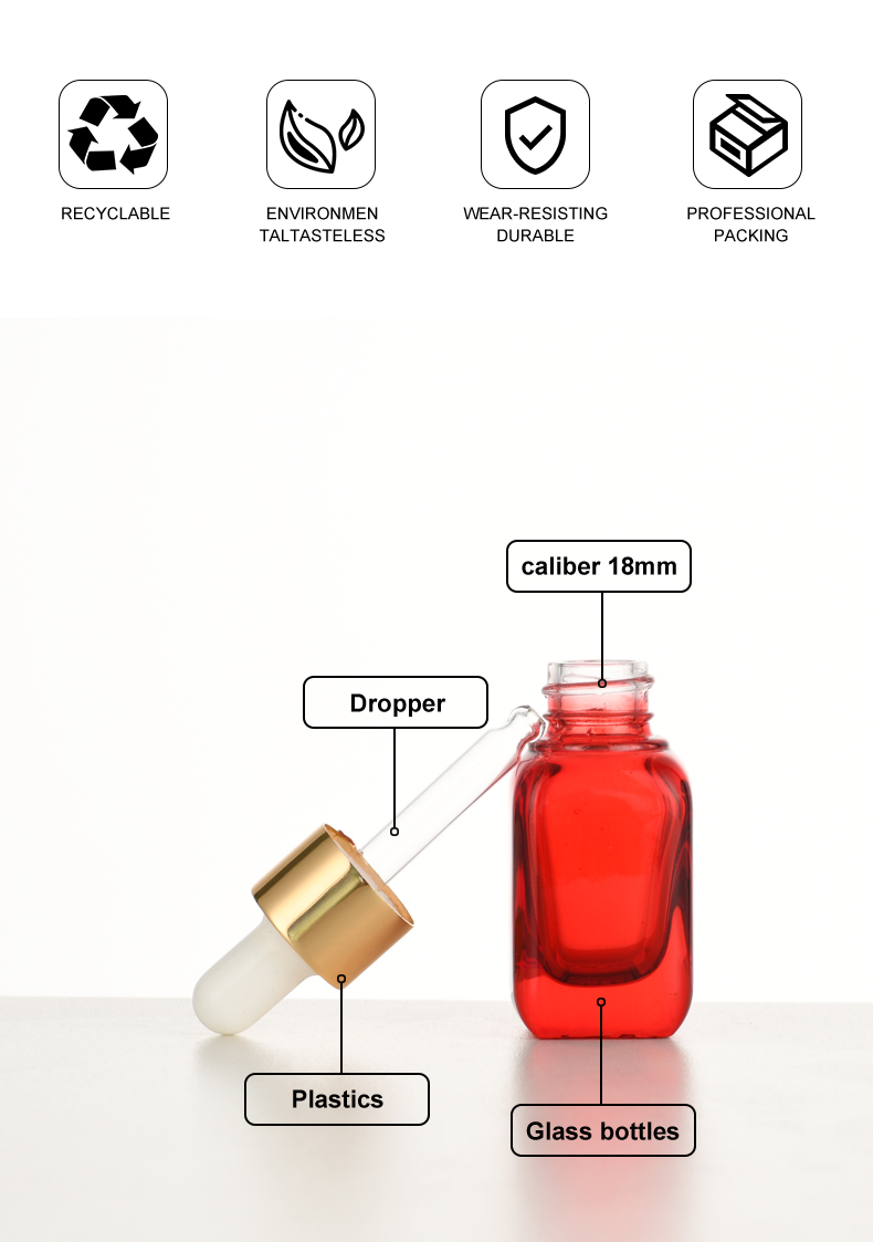 frasco cuentagotas 10ml Red Glass Dropper Bottle for Essential Oil