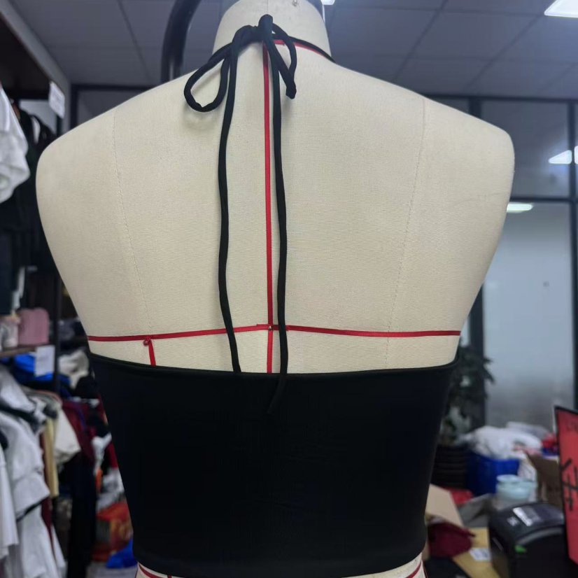 Tops 6605 Cutout Cross-Strap Halter Crop Top