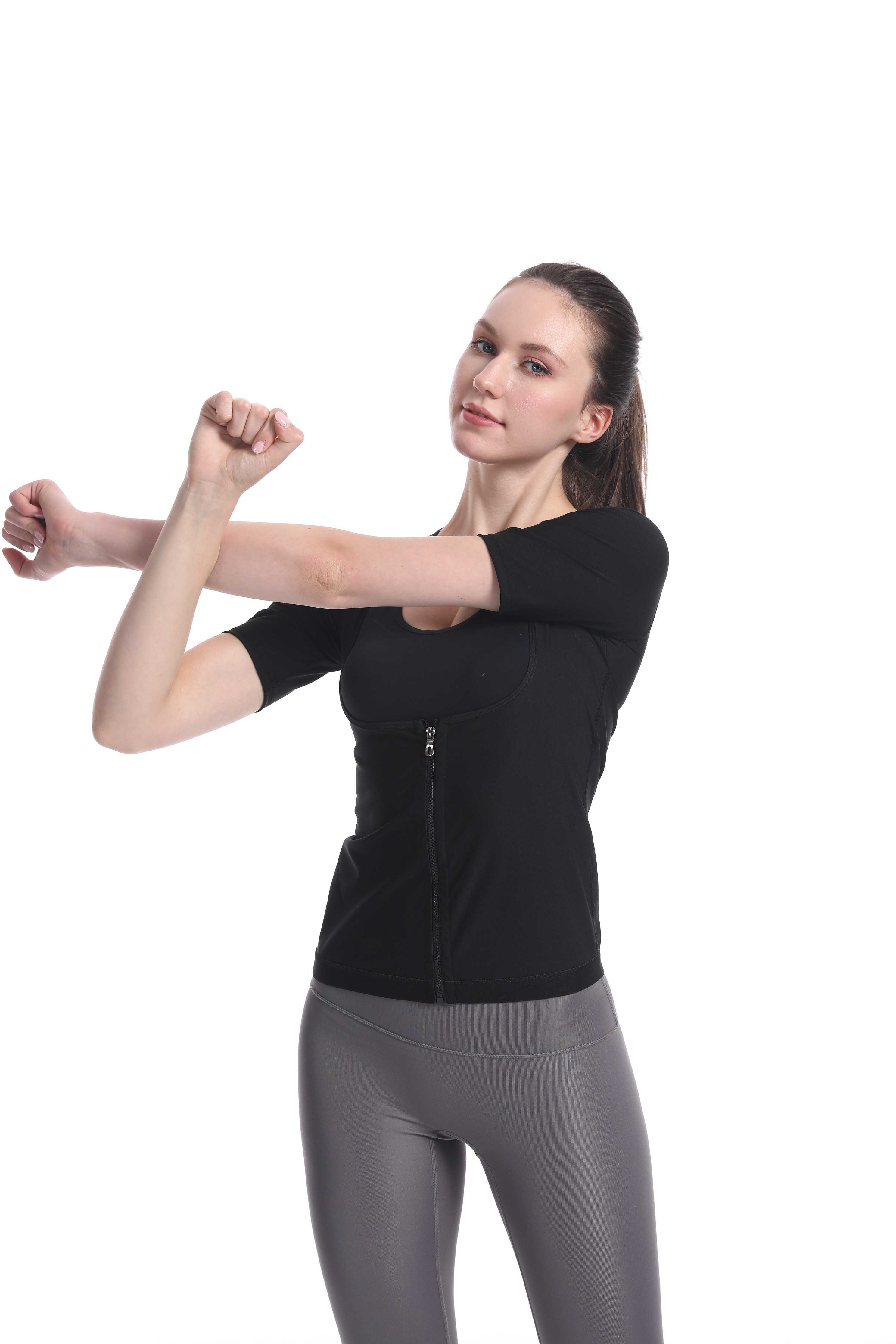 Activewear Women's Zip Front Short Sleeve Top