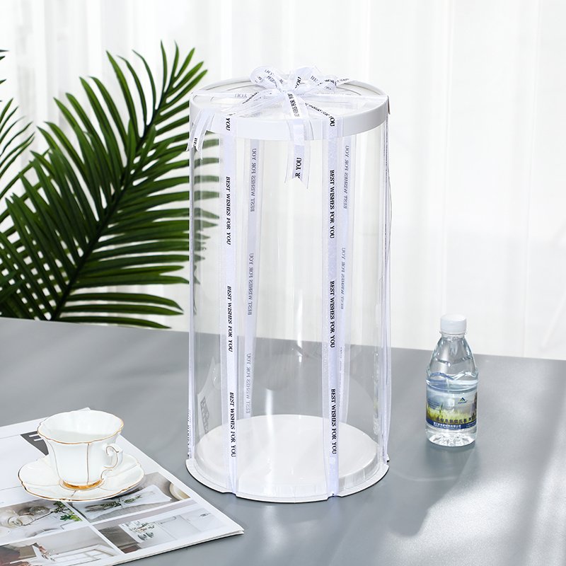 Round Cake Boxes Round Cake Box with White Lid and Clear Side Panels