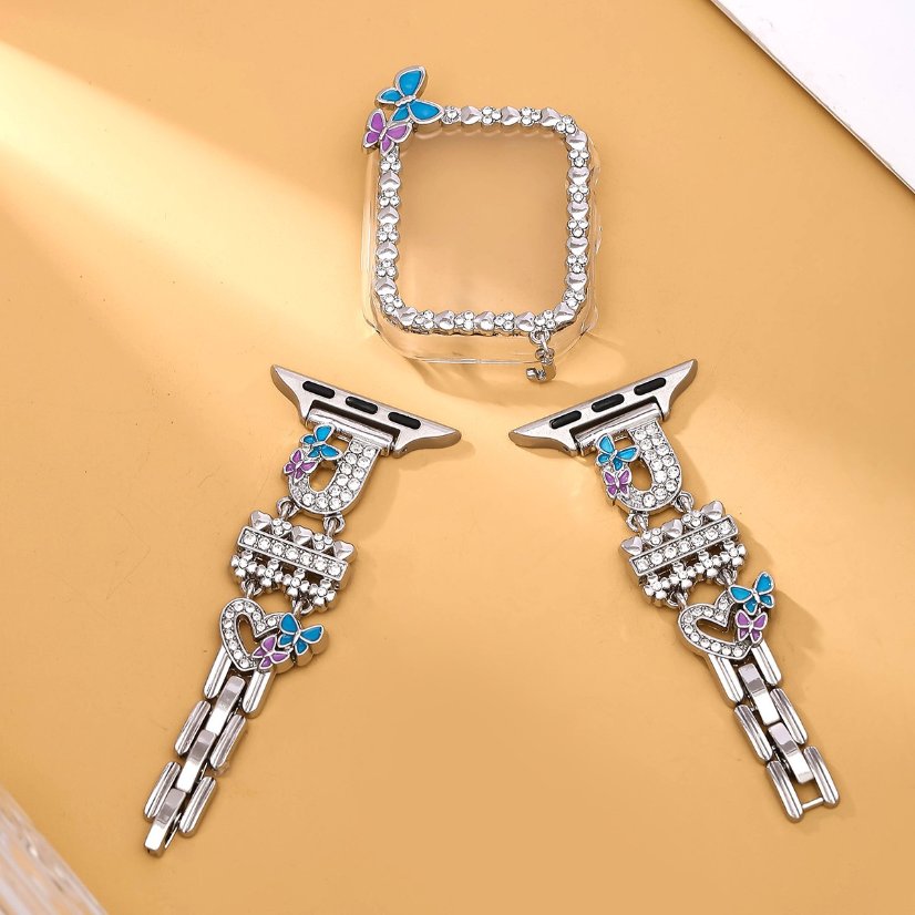 Alloy watch band 26-Letter Alphabet Rhinestone Strap Set for Apple Watch All Series