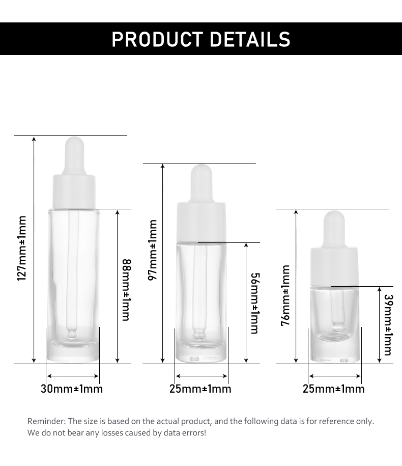 frasco cuentagotas 30ml / 10ml / 5ml Multi-Size Essential Oil Dropper Bottle