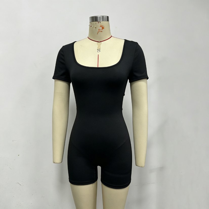 Bodysuits & Rompers 937 Short-Sleeve Cutout Athletic Romper