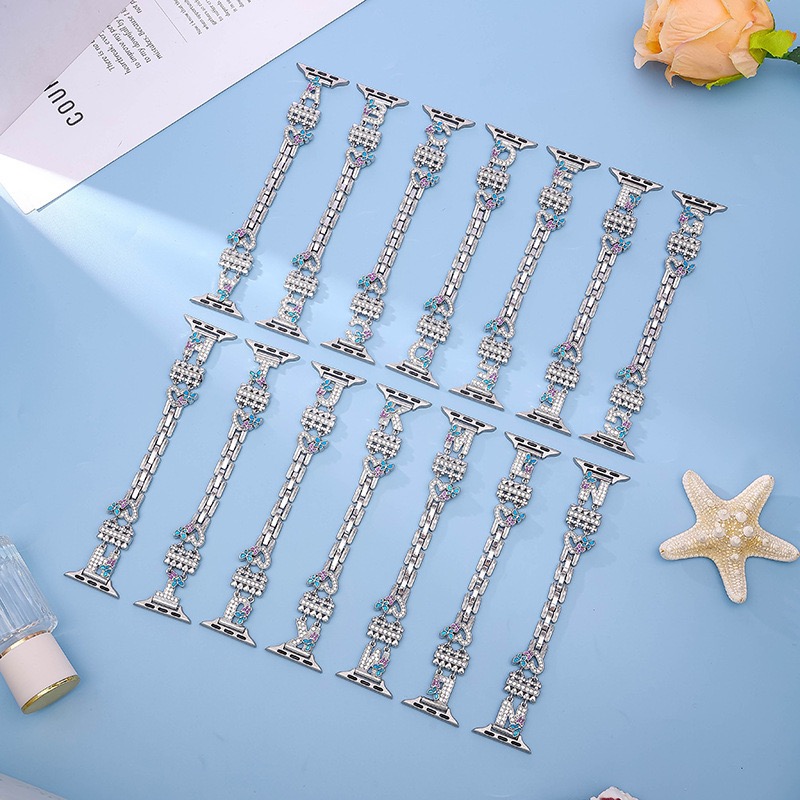 Alloy watch band 26-Letter Alphabet Rhinestone Strap Set for Apple Watch All Series