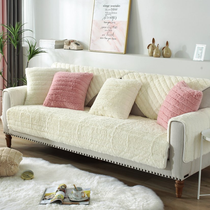 Plush sofa cushion Straight Stripe Long Plush Sofa Cushion