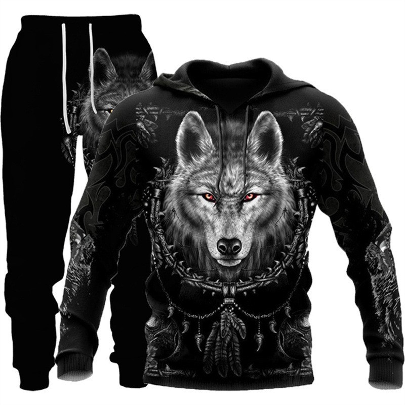 Digital-print sweatshirt and sweatpants set 3D Digital-Print Hoodie Set