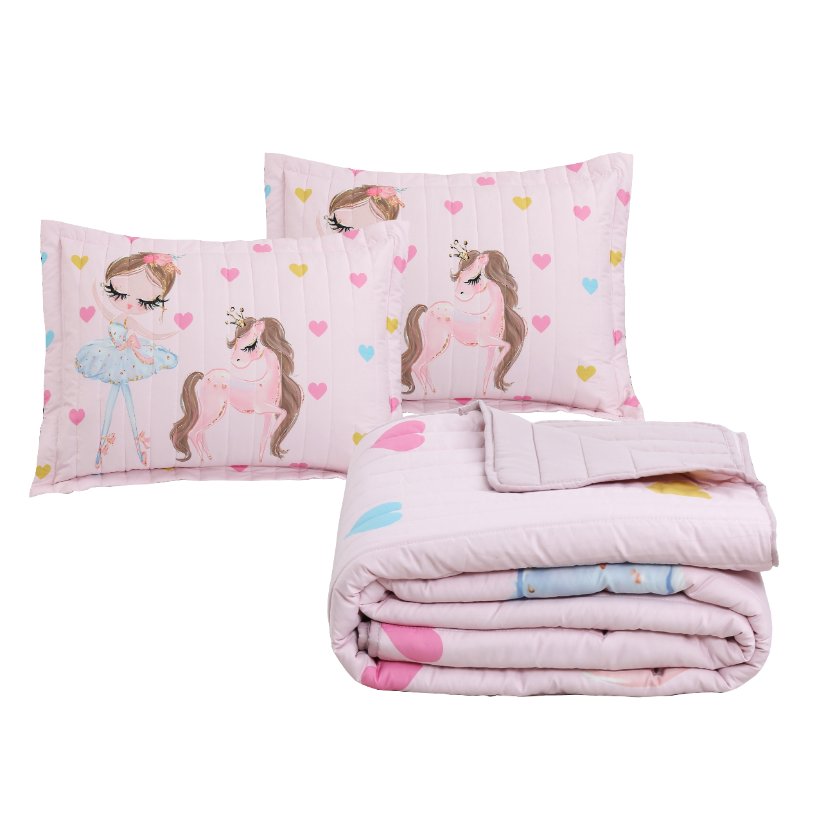 Children Digital Printed Bedspreads A08 Ballerina & Unicorn Kids Bedding Set