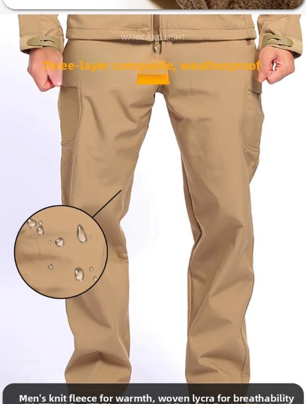 Outdoor trousers 3-in-1 Fleece Lined Camo Sports Tactical Pants – Waterproof Softshell Hiking Pants for Men
