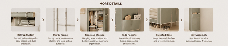 Multi‑functional Bedroom Wardrobe Fabric Wardrobe – Roller Curtain Style
