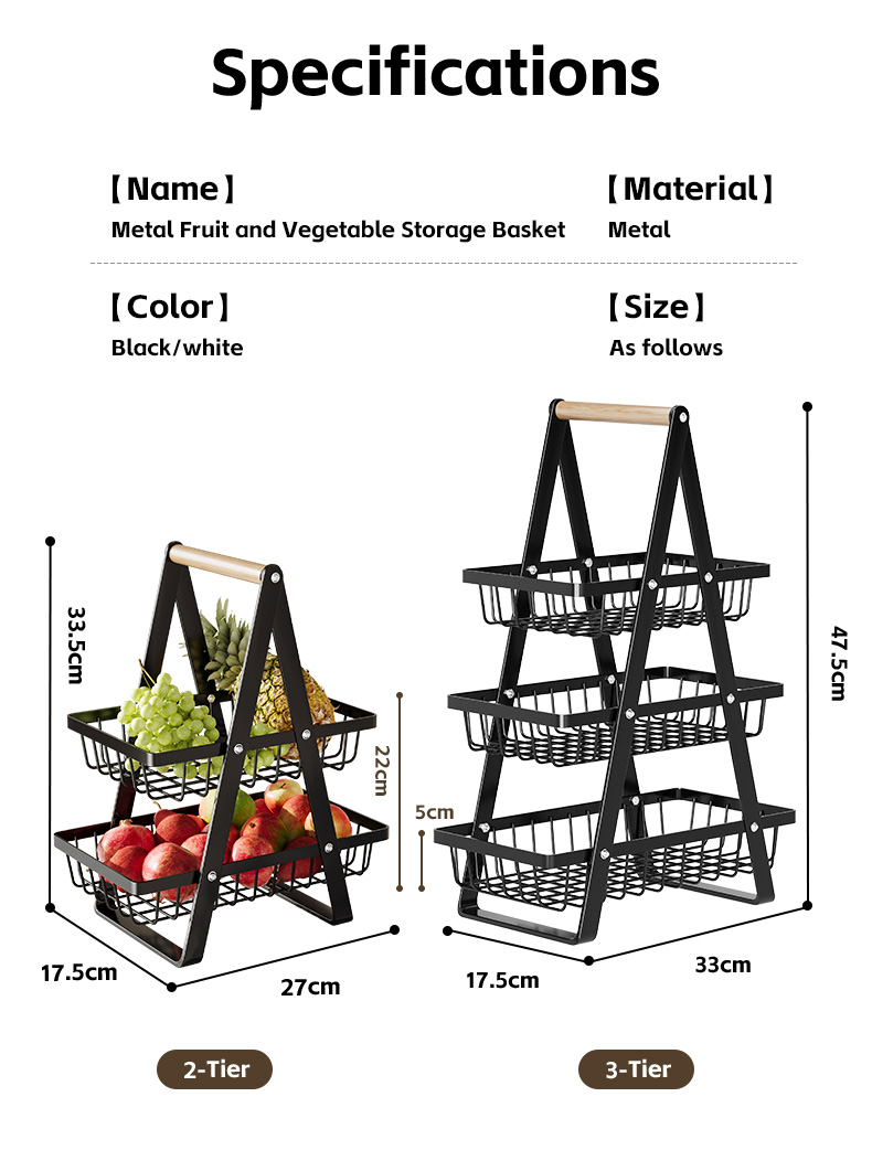 Farmhouse Fruit Caddy 3-Tier Fruit Basket Stand