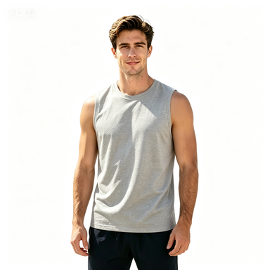 Short-Sleeve T-Shirts Men's Solid Roma-Knit Sleeveless Sports Tank Top