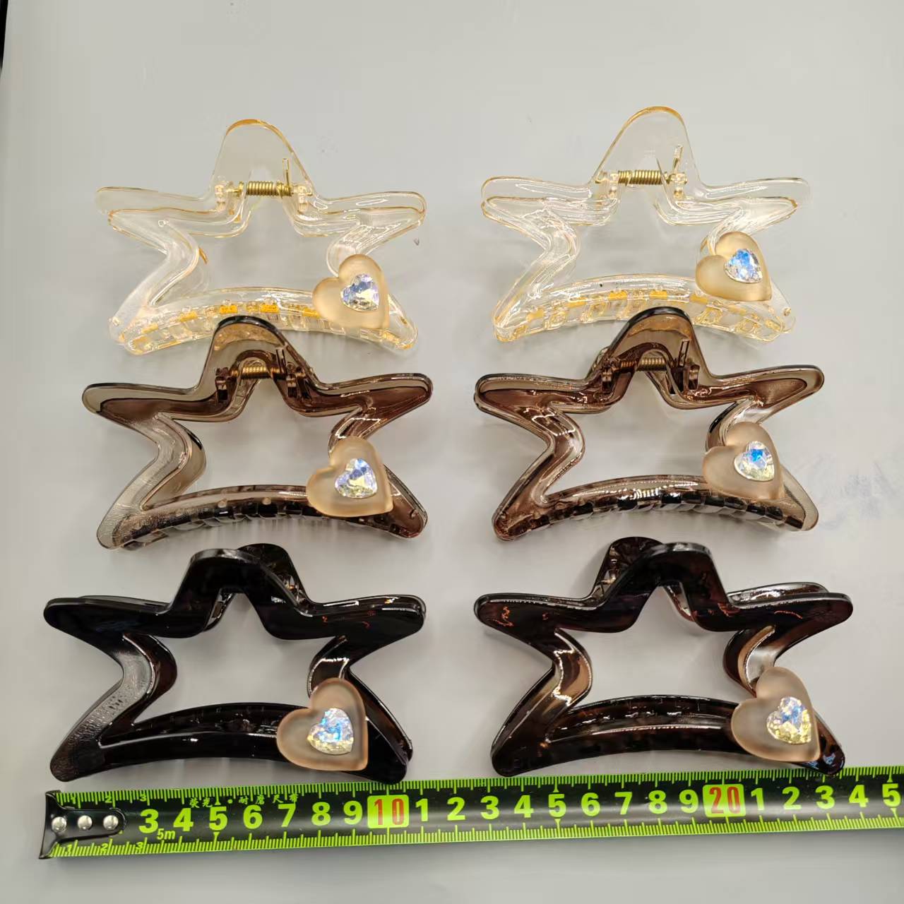 Crisscross Bow Rhinestone Claw Clip Rhinestone Transparent Cross Coffee Brown