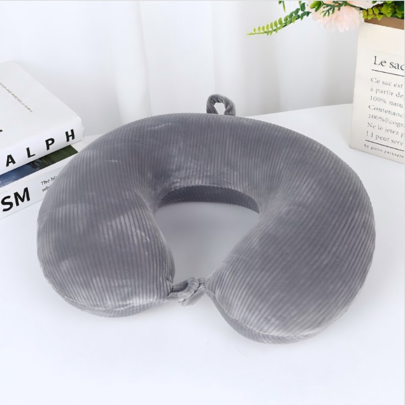 U-shaped pillow Vertical Ribbed Solid Color Memory Foam U-Shaped Pillow