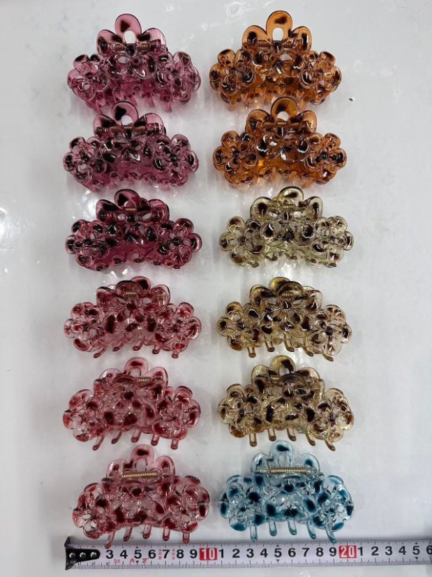 PC plastic claw clip Hollow Three-Flower Elastic Claw Clip