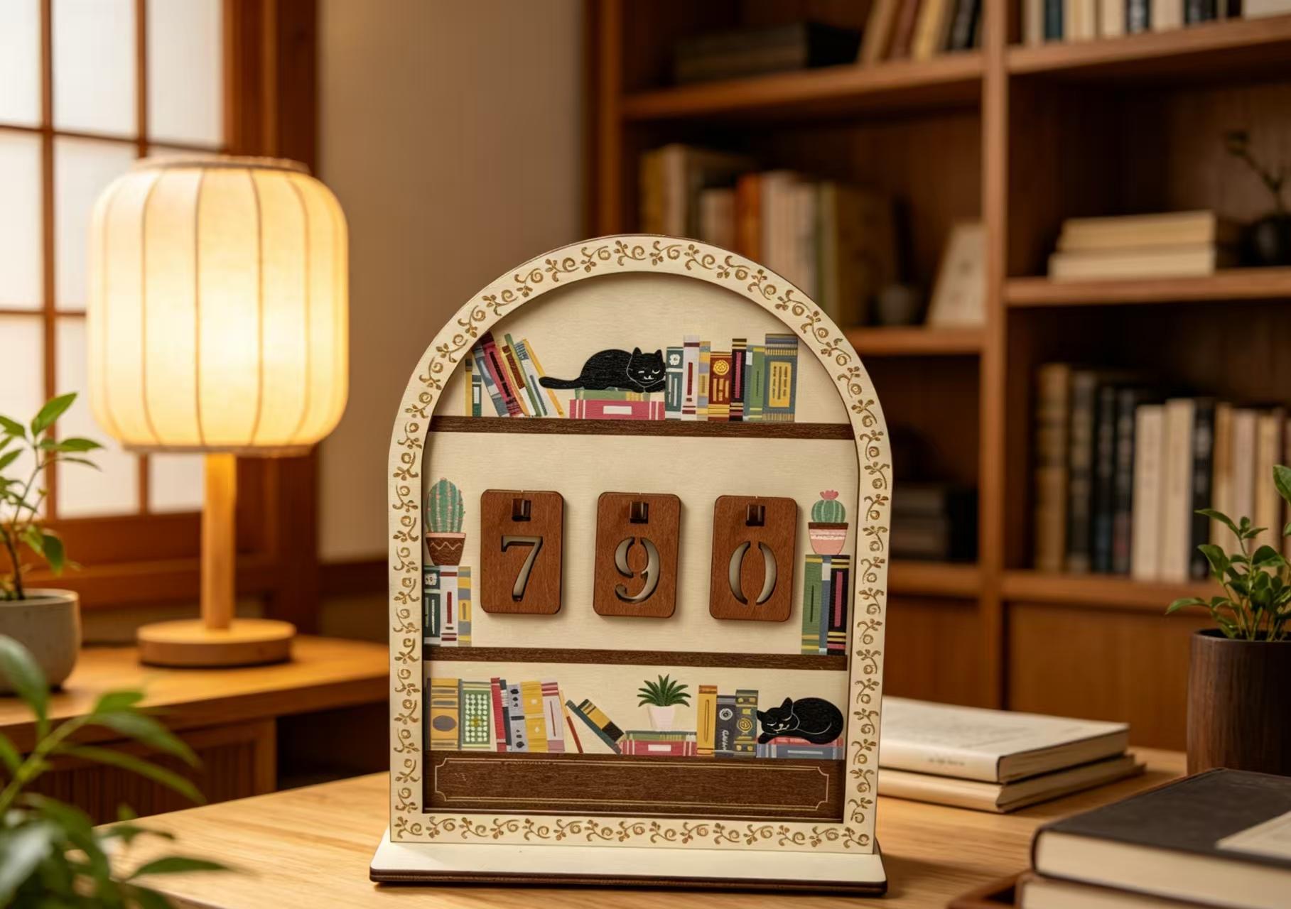 Holidays, gifts Cat Bookshelf Reading Counter