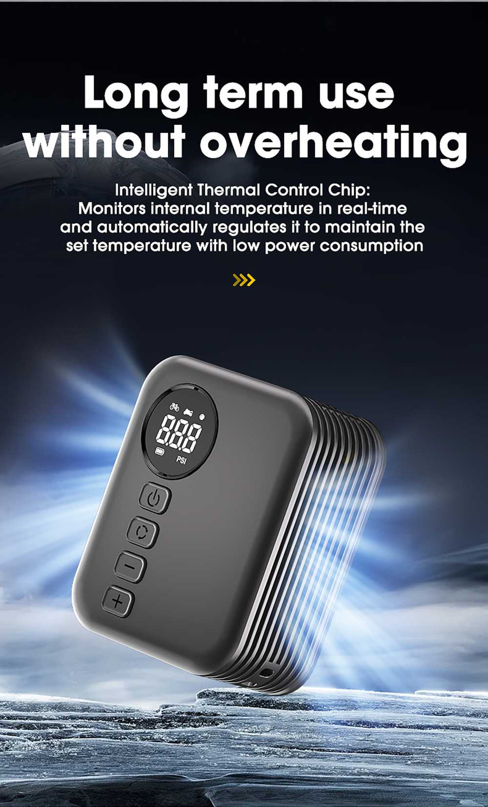 Brushless bicycle pump Ultra-Mini Wireless Portable Air Pump — Brushless Motor, 150 PSI, Digital Display