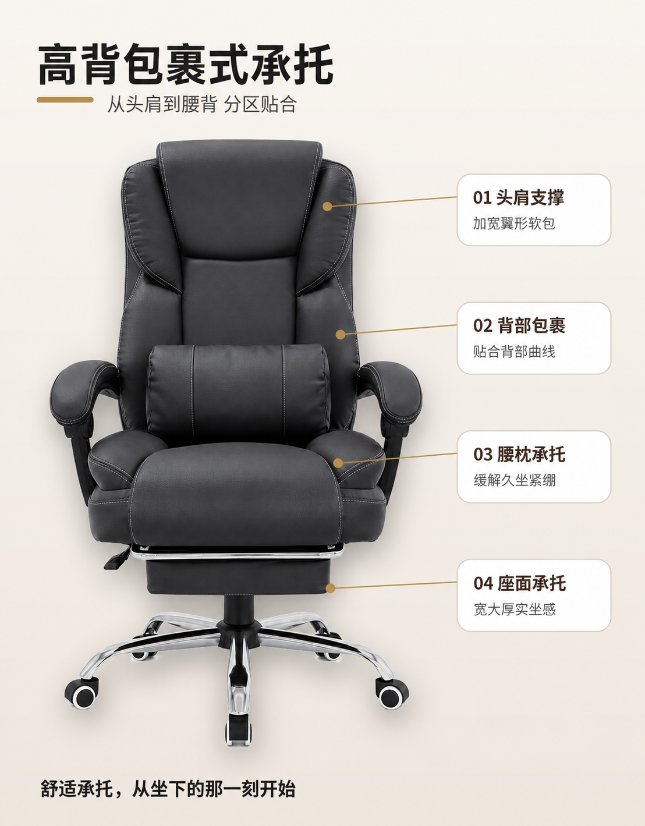 Office Chairs Adjustable Reclining Office Chair with Footrest