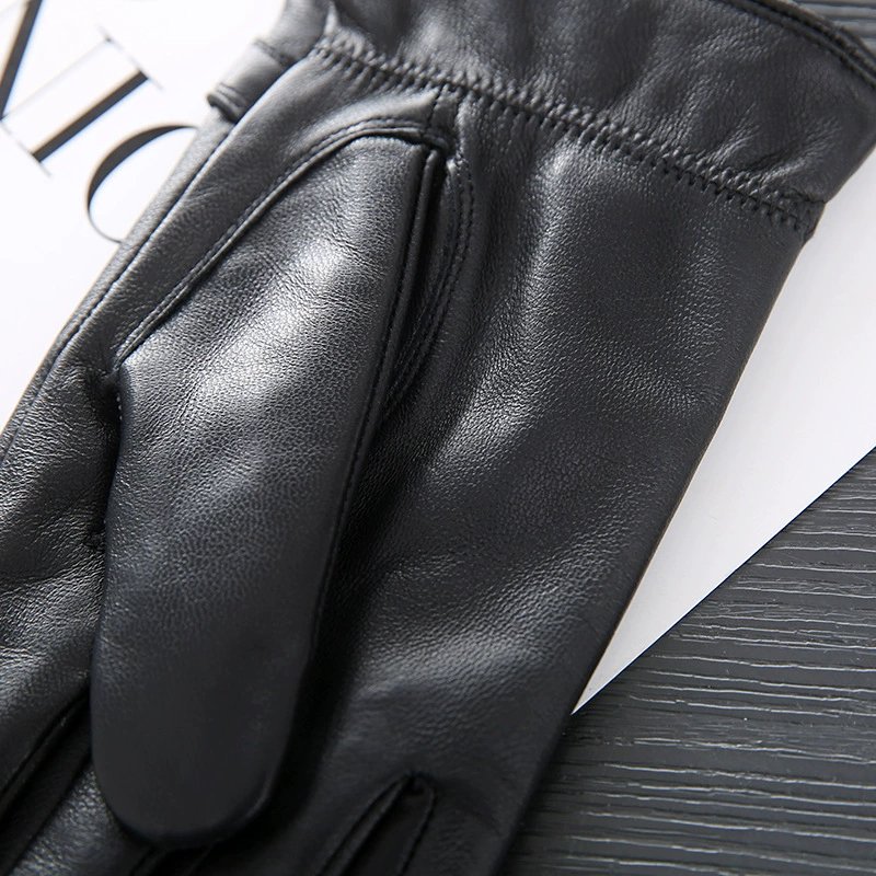 Warm Collection Men's Genuine Leather Warm Cycling Gloves