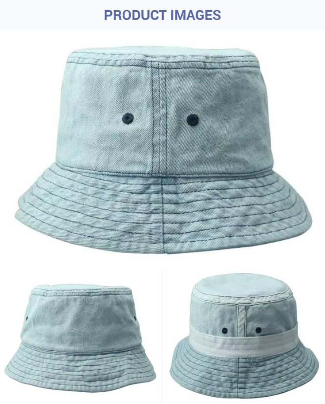 Bucket Hats Vintage Light Blue Washed Denim Travel Beach Outdoor Bucket Cap Unisex Casual Stone Breathable Vent Eyelets Sun Fisherman Hat