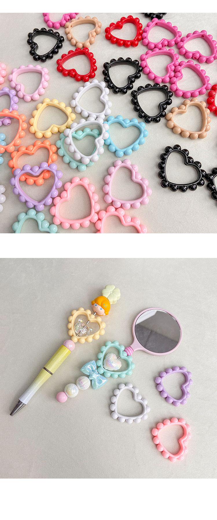 Solid Color Acrylic Beads Big heart beads