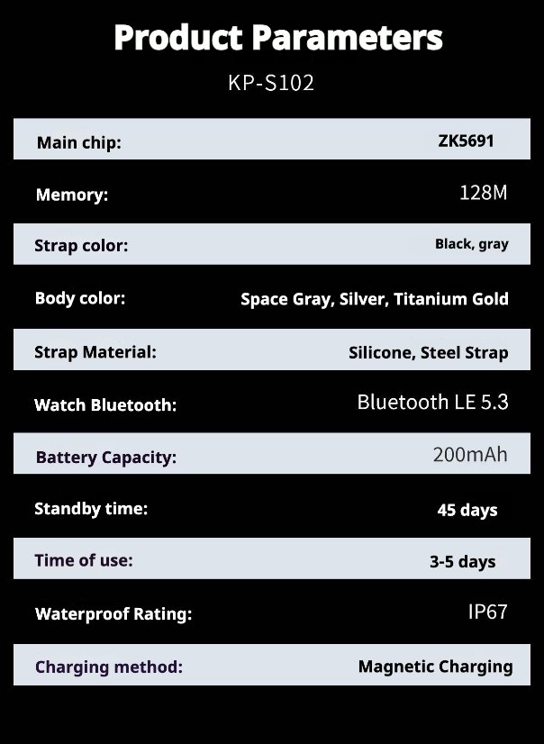 Smartwatch KP-S102 Smart Sports Bluetooth Watch