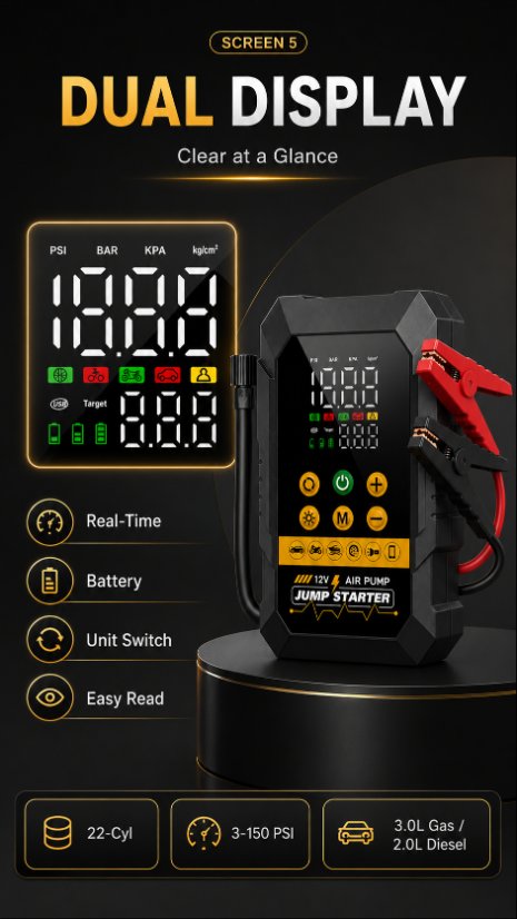Vehicle-mounted air pump Jump Starter Air Pump(2-in-1 Jump Starter & Air Pump)