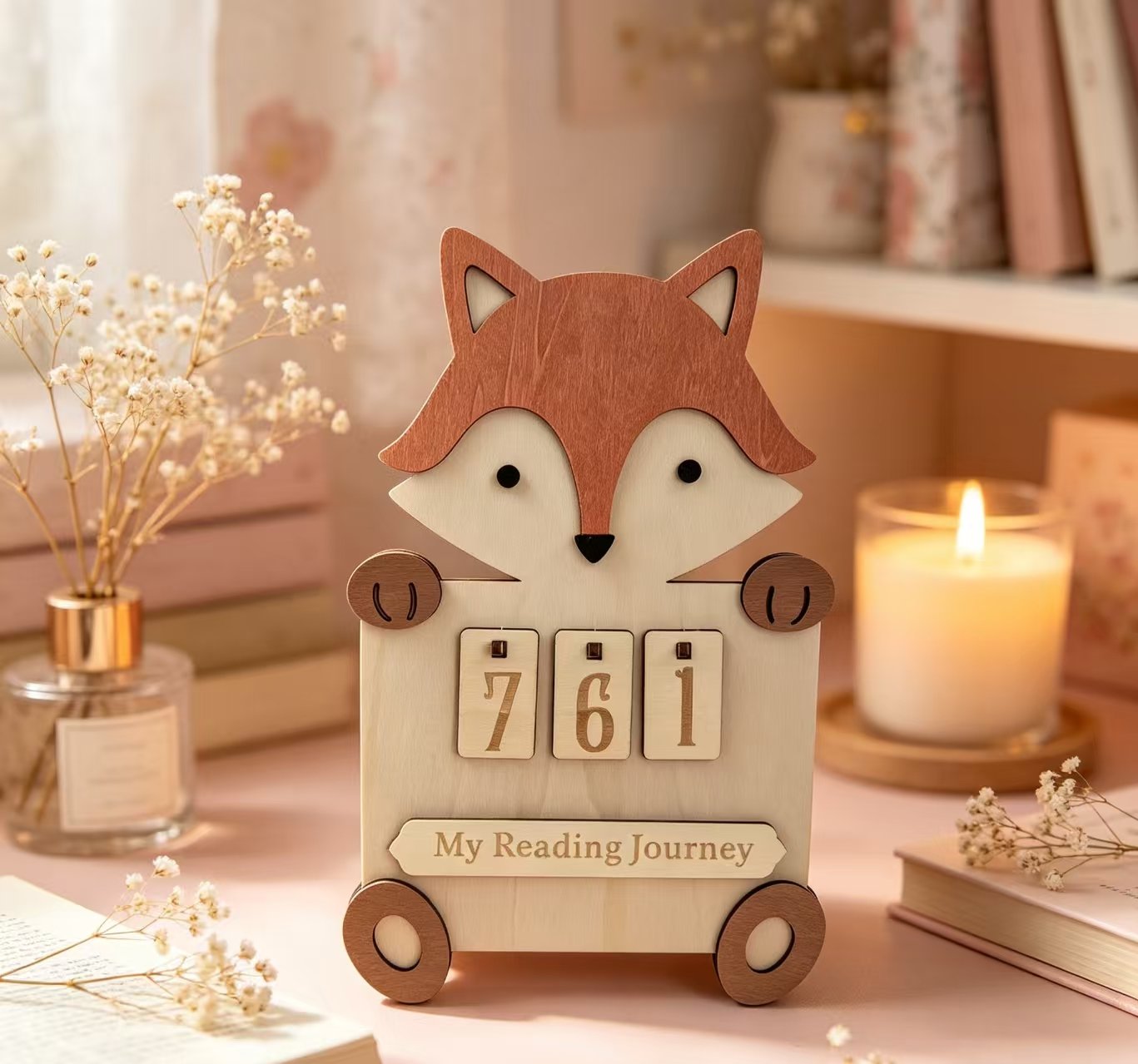 Holidays, gifts Animal Set Fox Lion Bear Reading Counter