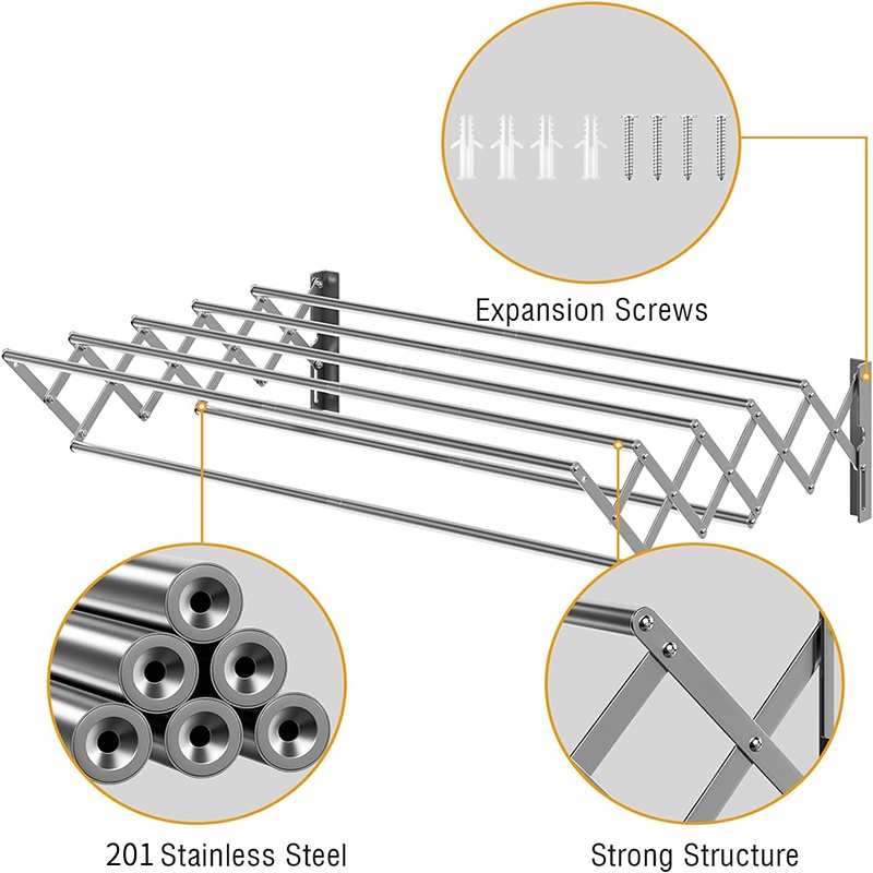 Storage – Cleaning – Drying Racks Wall-Mounted Pull-Out Towel Rack