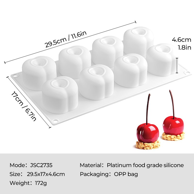 Hot Factory Pineapple Pear Cherry Mango Verrhoa Carambola Peach Shape LFGB Reusable Fruit Mold Silicone Mousse Cake Mould