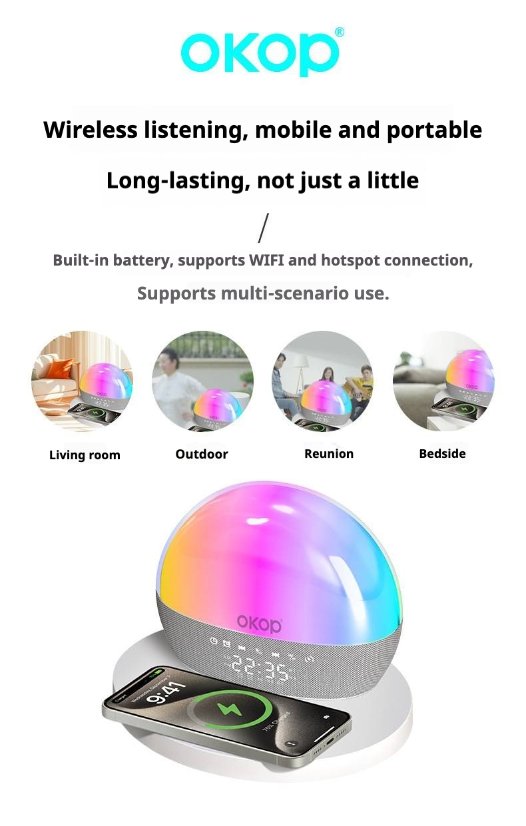 Wireless Charging Bluetooth Speaker KP-818 Wireless Charging Clock Bluetooth Speaker