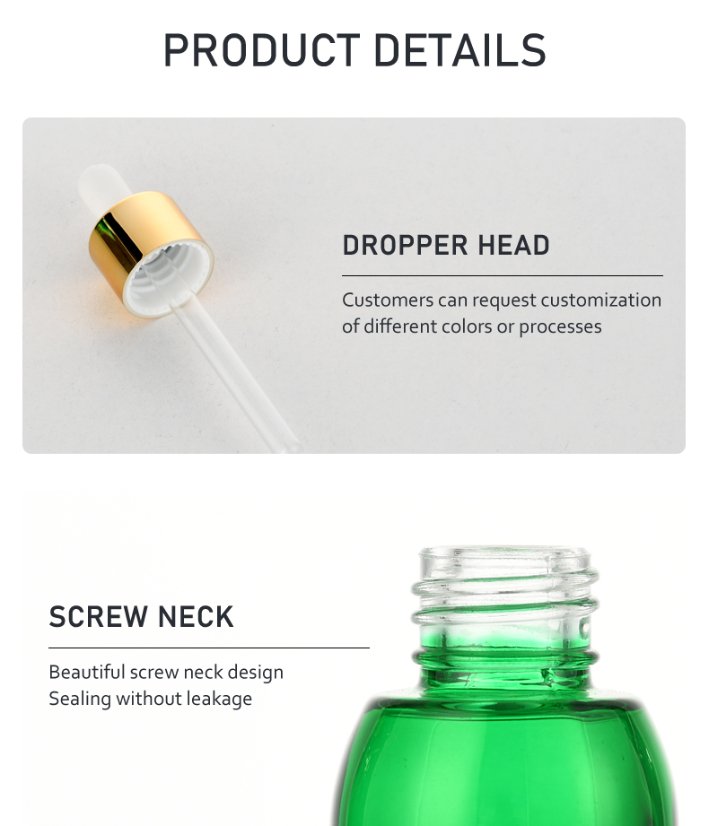 frasco cuentagotas 30ml Dropper Bottle for Serum Concentrates & Essential Oil – Customizable