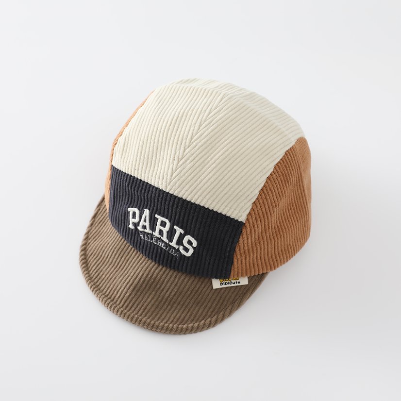 Autumn Style Light Corduroy Paris Color-block Kids Baseball Cap