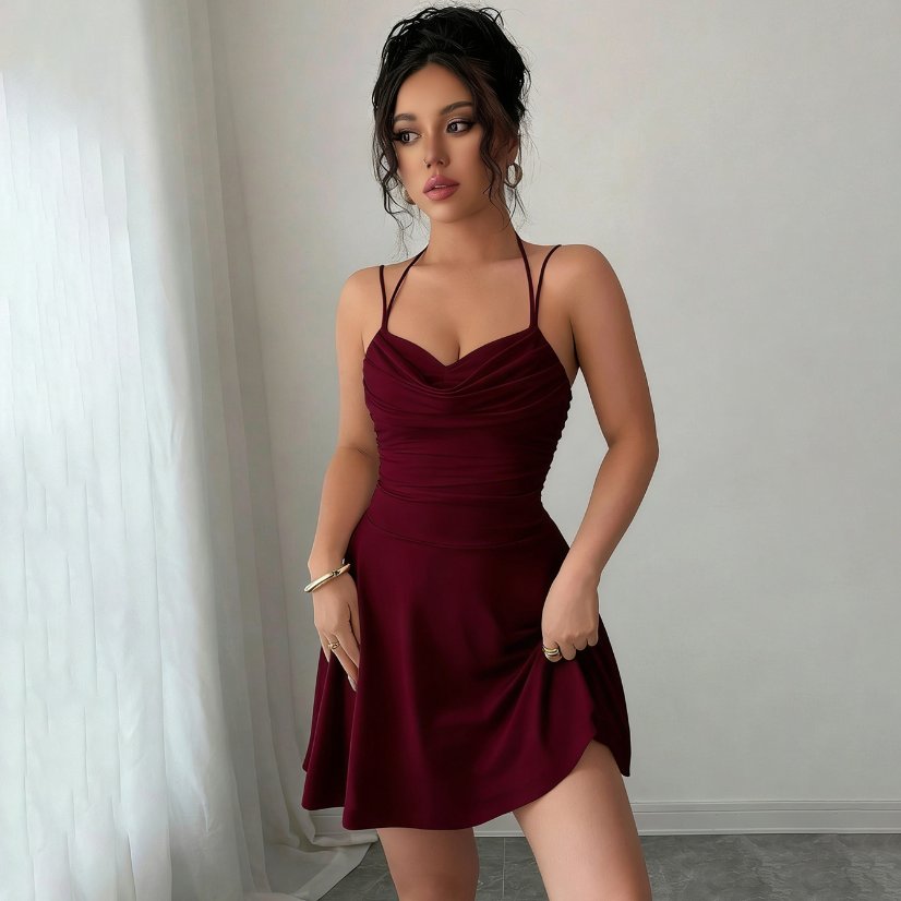 Dresses 6658 Ruched Cowl-Neck Camisole Dress