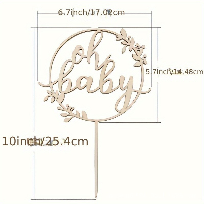 Infant Baptism Wooden Birthday Cake Decoration Insert Sign