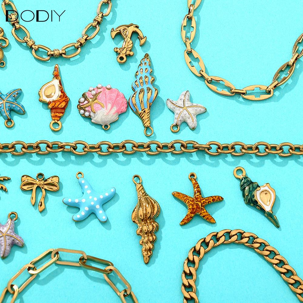 Charms DODY Ocean Enamel Charms | 316L Stainless Steel 18K PVD Gold DIY Jewelry Pendants