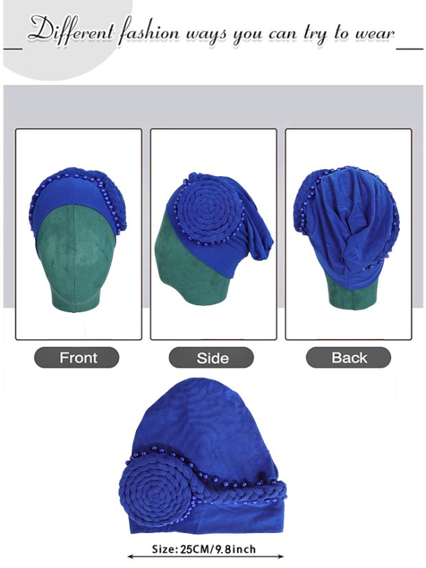 Gele Handmade Plate Flower Staring at Exaggerated Women's Elastic Headscarf Hats in Africa, Banquet Party Wedding Styling Hats