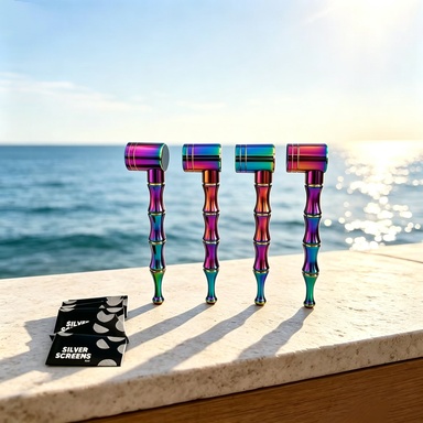 Novelty Storage Tubes Rainbow Electroplated Bamboo‑Joint Metal Figurine