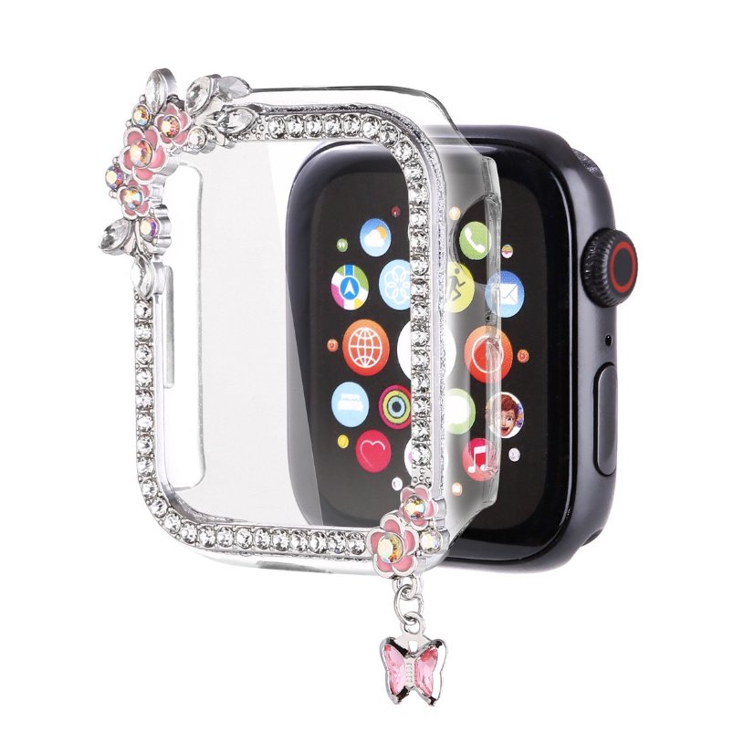 Alloy watch band Floral Rhinestone Metal Strap for Apple Watch Series 5/6/7/8/9/SE