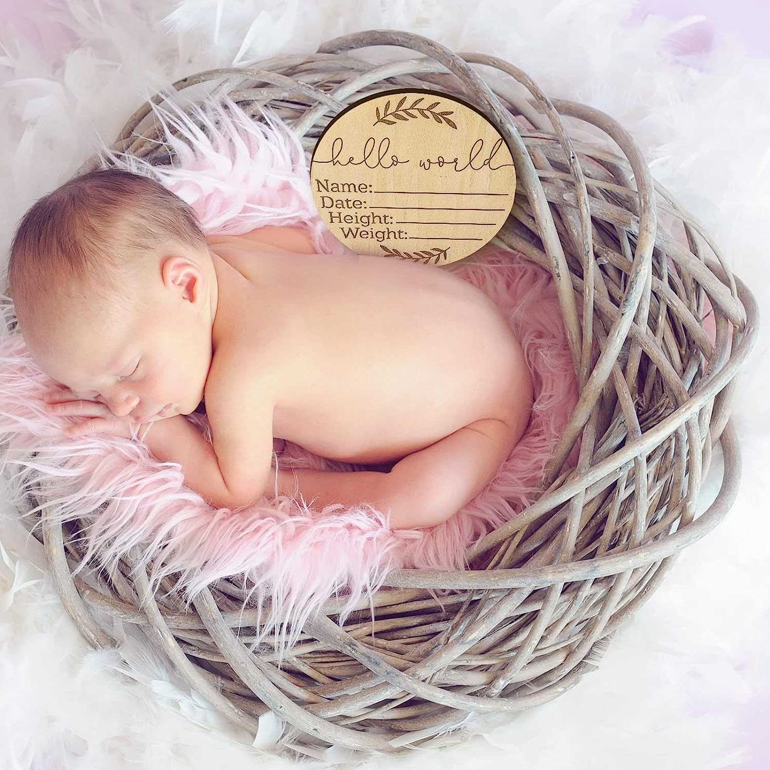 Infant Baptism Newborn Sign Round Wooden Milestone